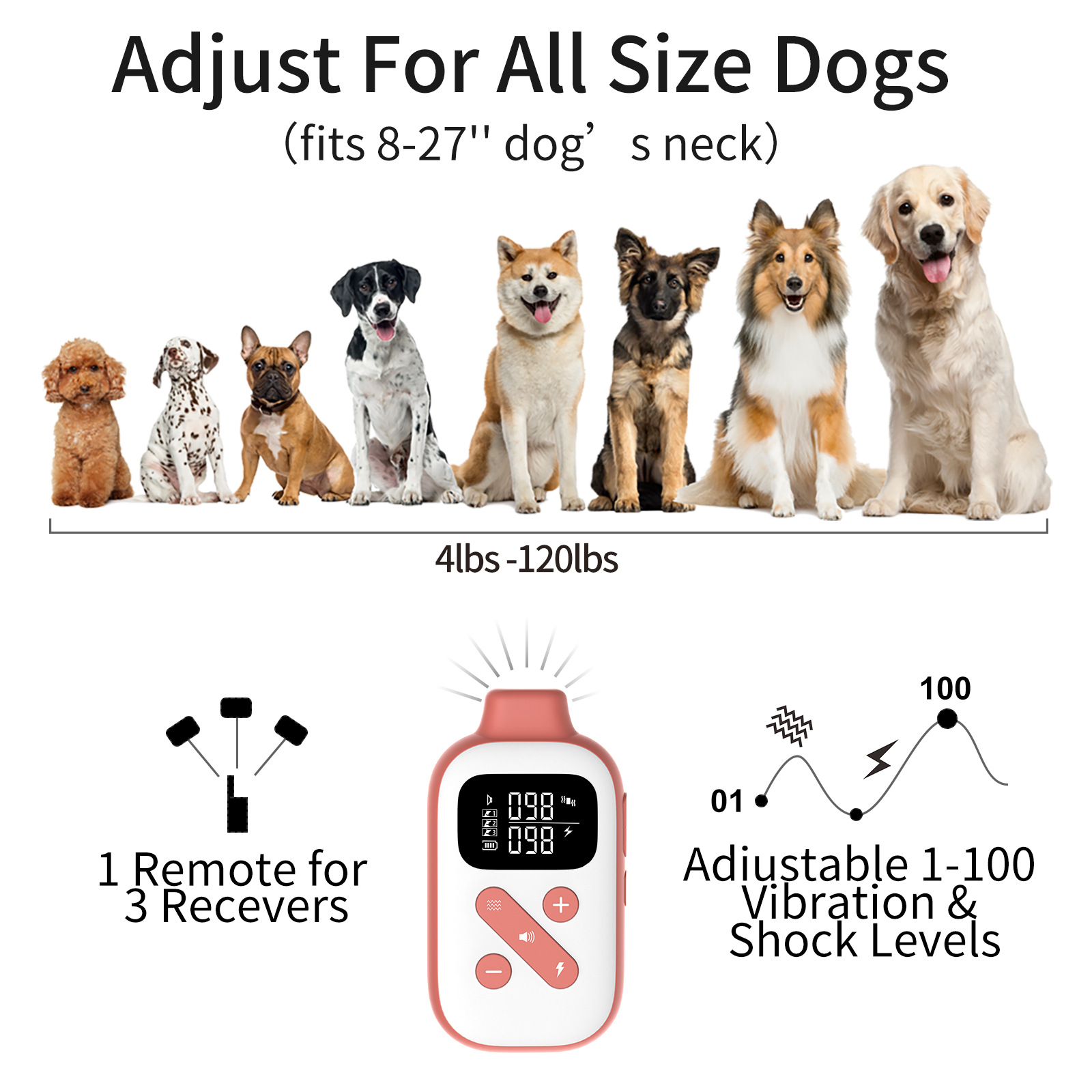 2-in-1 Bark and Shock Collar for Dogs, Smart Anti Barking Dog Training Collar with 5 Adjustable Sensitivity, Automatic Bark Collar with Remote, Vibrat