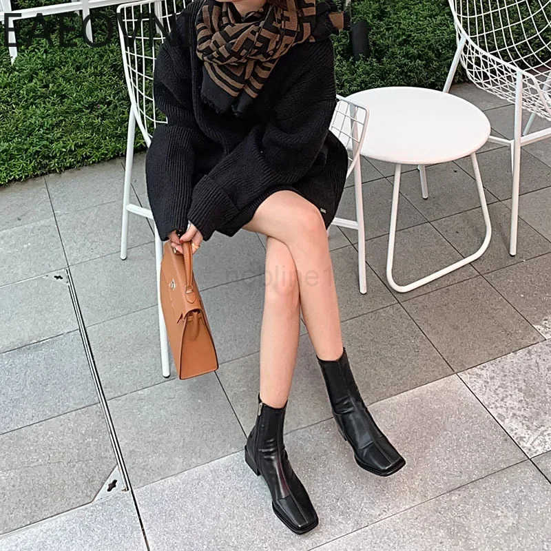 Fion Style Ankle Boots Wen Shoes Zippers Low Heel Bota Ladies Cfort Morder Short Bootties Z250304