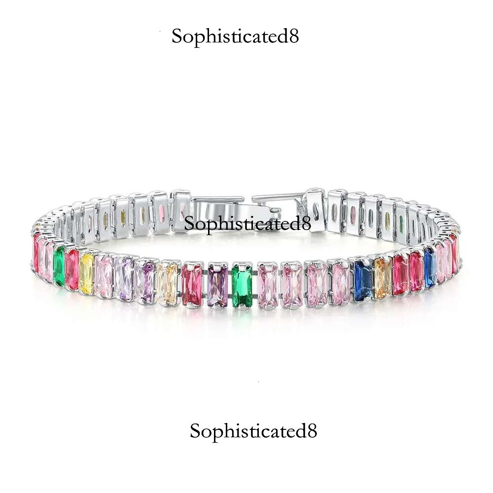 New Sterg Sier Cubic zirconia Square Rose Gold Bracelet Fashion Lady Exquisite Engagement Wedding Jewelry Gift