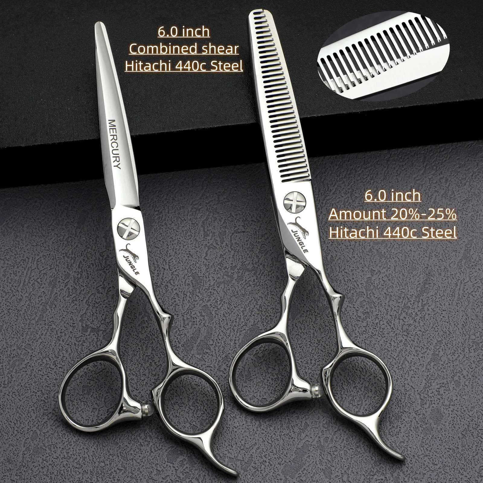JUGU Professional hairdressing scissors Japan 440C steel Barber scissors Set of 6.0-6.5-6.8 inch High quality barber accessories 250304