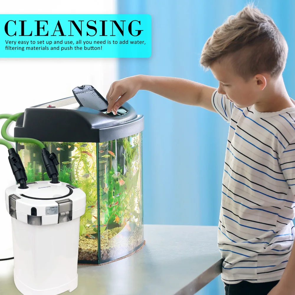 SUNSUN Aquarium External Canister Filter with 9W UV Sterilizer 1000L/h HW-504A HW-504B 4-Stage for Fish Tank Up to 250L