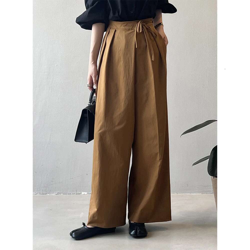 2024 Women Casual Wide Leg High Waist Fashion Clothes Black Brown Pants Female Trousers