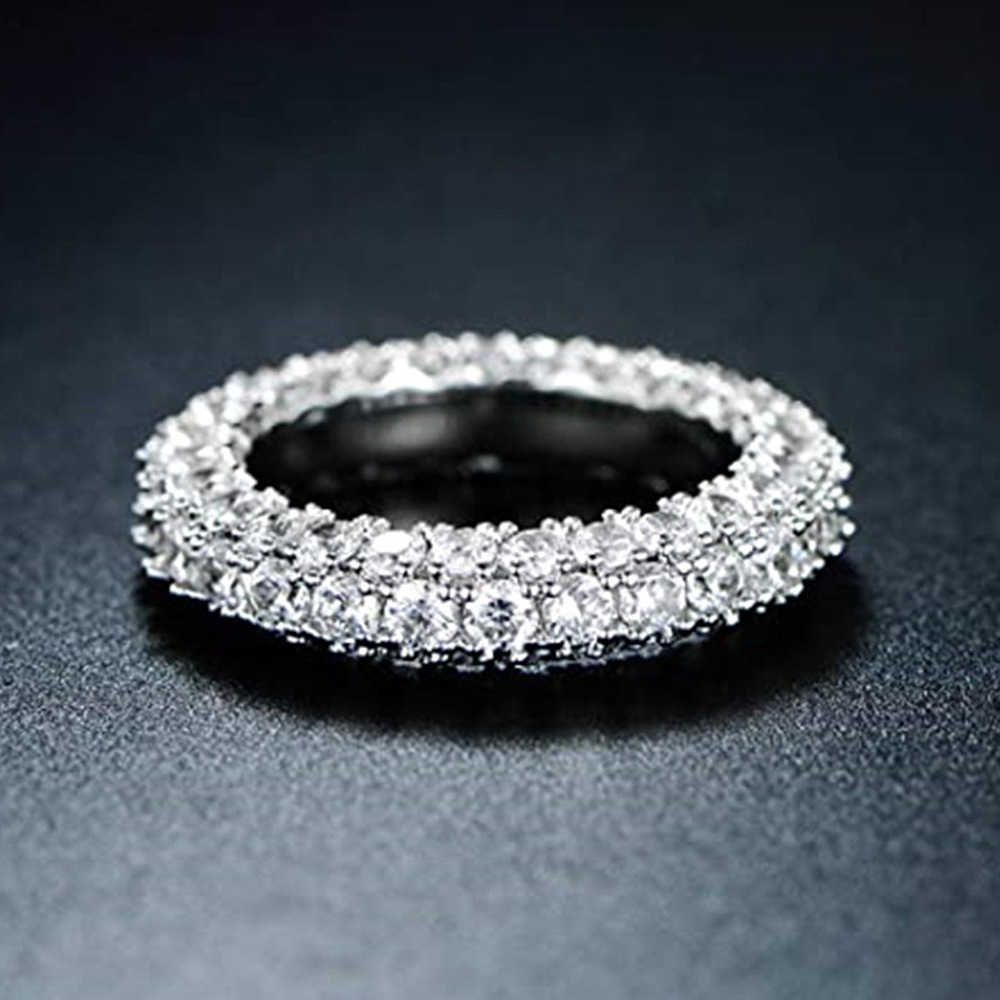Couple Rings Ins style minimalist three sided zircon design couple ring personalized hip-hop ring R7958 H25303