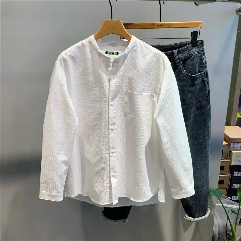 Trendy Simple Versatile Button Shirt Spring and Autumn Mens Fashionable Casual Long Sleeve Cardigan Art Men Clothing 250227