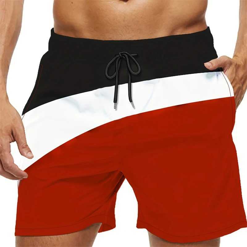 3D Trendy Color Block Y2k Graphic Shorts Men Women Hawaii Swim Trunks Quick Dry Beach Shorts Pants Kid Street Outdoor SportwearT250304