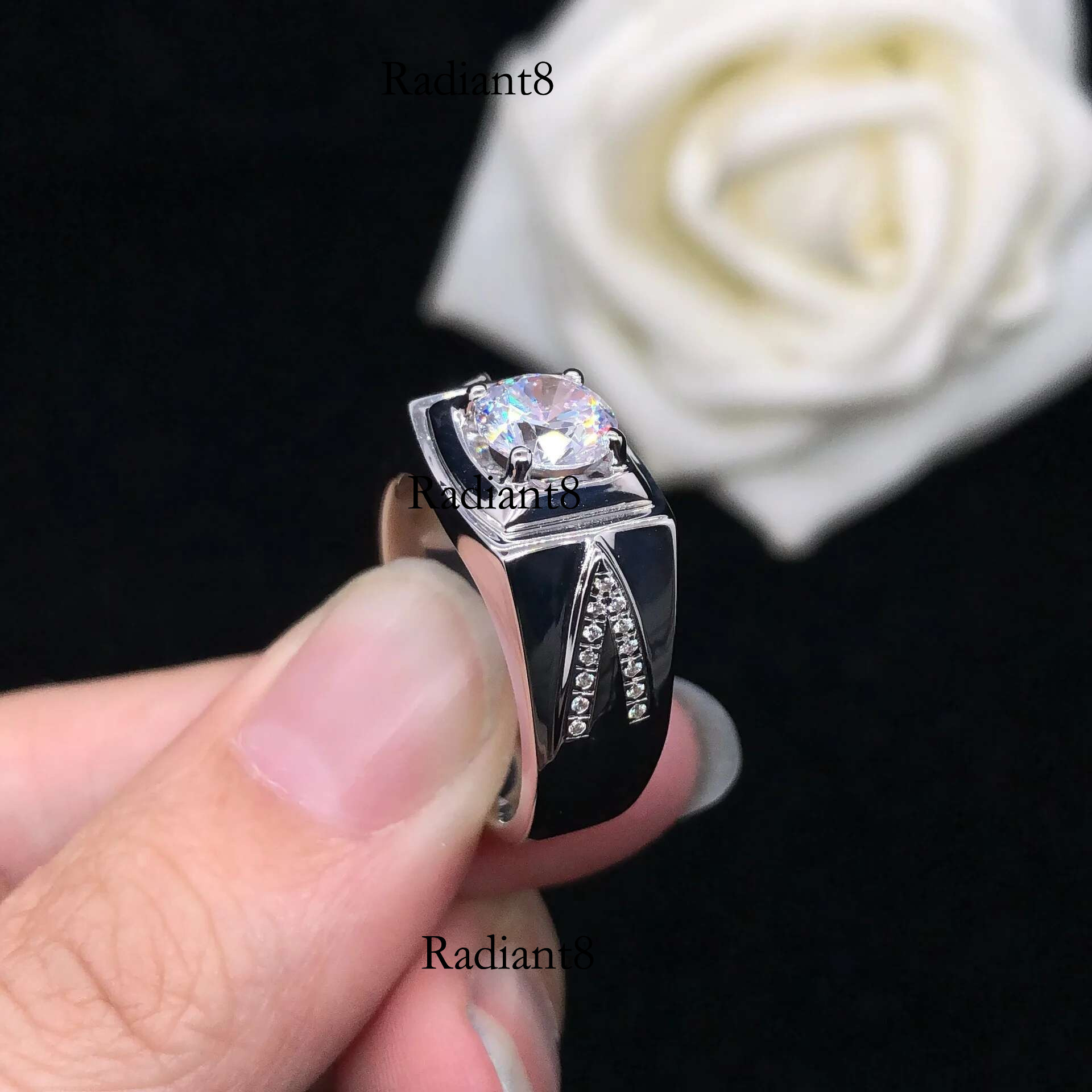 Boutique PT950 Dia Fashion Atmospheric 1 Moissanite Temperament Men's Platinum Ring