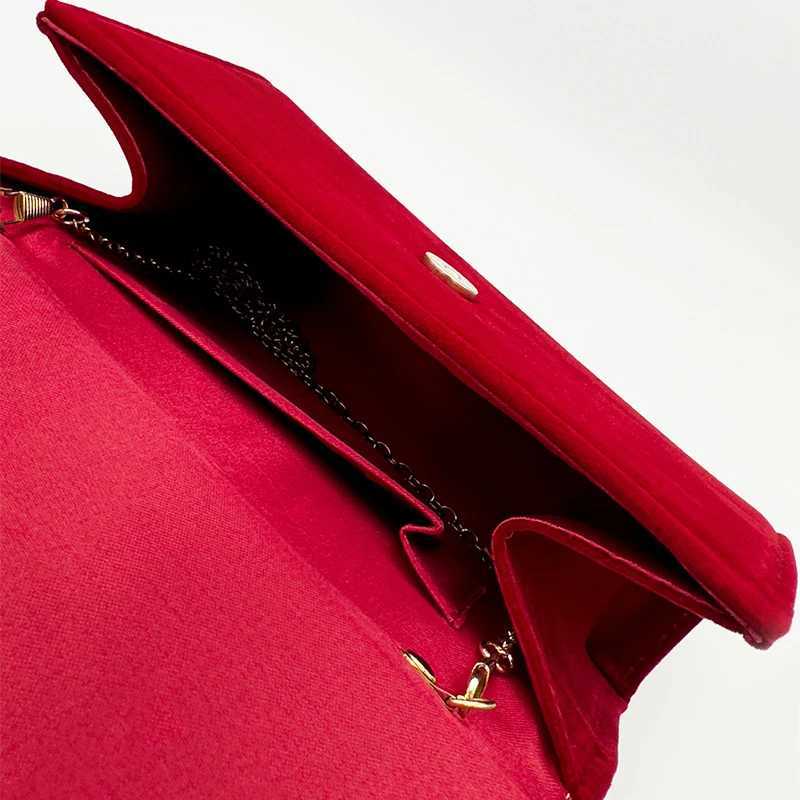 Red Velour Wedding Clutch Purses Handbag Women 2024 Trend Bag with Top Handle Lady Dating Evening Party Shoulder Messenger Bags Z250303