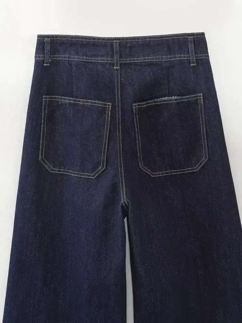 TRAF ZR Hight Street Women's Y2k Jean Baggy 2023 Fashion New Kpop Cargo High Waist Wide Vintage Pant Jeans Women
