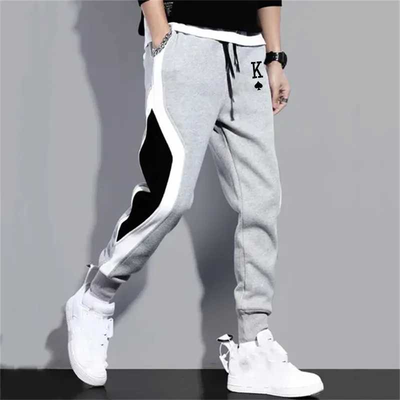 Mens Casual Sweatpants Fashion Black Gray Color Matching Fashion Spade K Printing Casual Pants Jogging Pants Casual PantsXJ250303