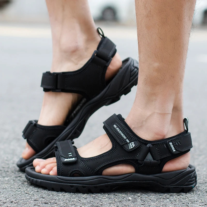 BONA Classics Style Men Sandals Outdoor Walking Summer Shoes Anti-Slippery Beach Shoes Men Comfortable Soft 250303