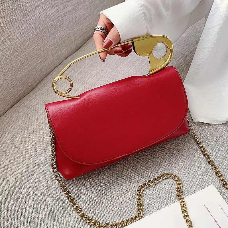 Metal Pin Design women Crossbody bags PU Leather Female Purses and Handbags Chian Sling bag Ladies Clutch Bag red bag Z250303