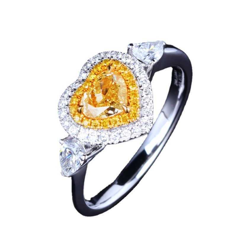 Couple Rings Internet celebrity love ring colorful yellow diamond heart-shaped diamond ring jewelry ring r5016 H25303