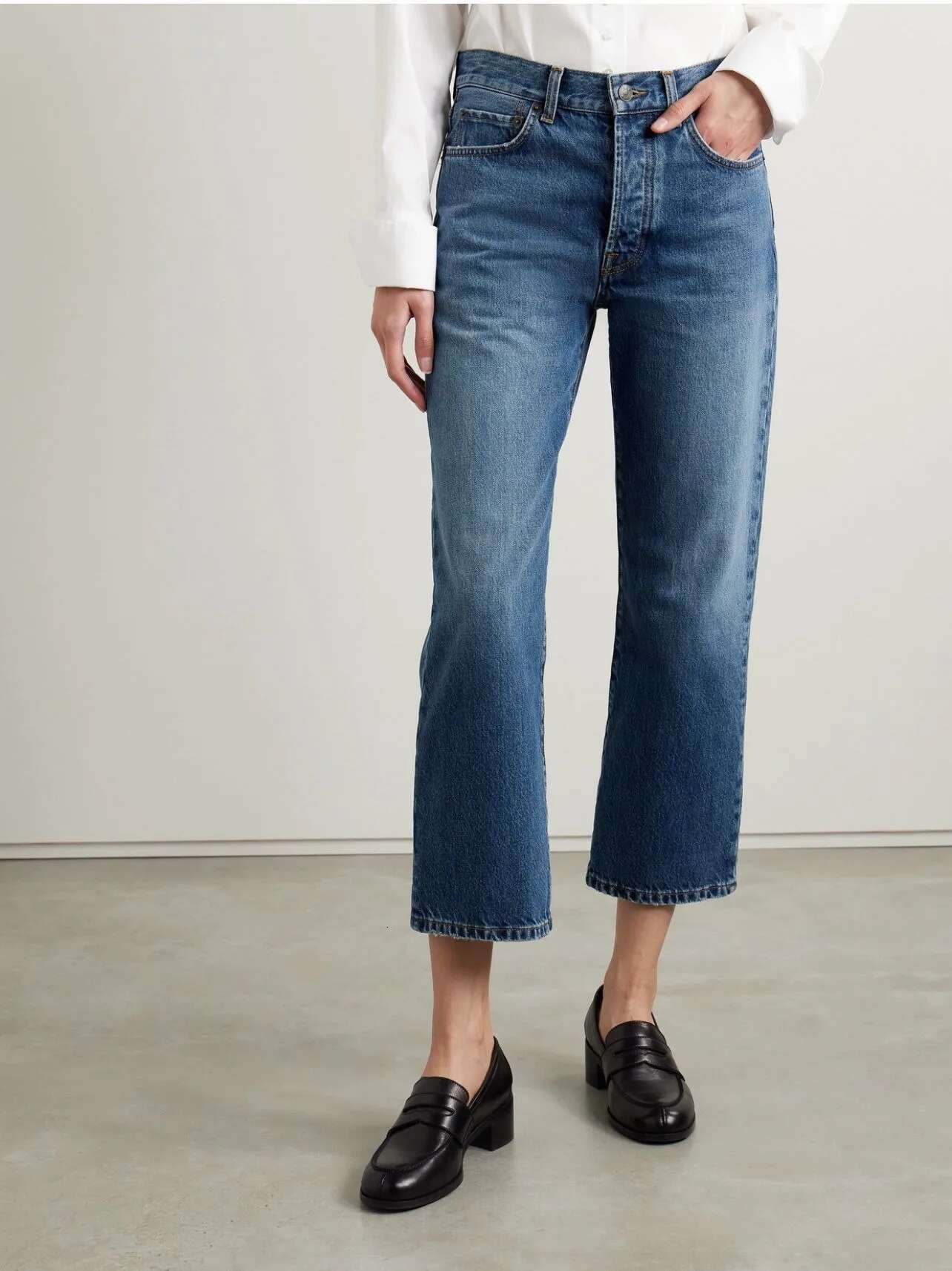 Women Blue Jeans High Waisted Straight Denim Pants