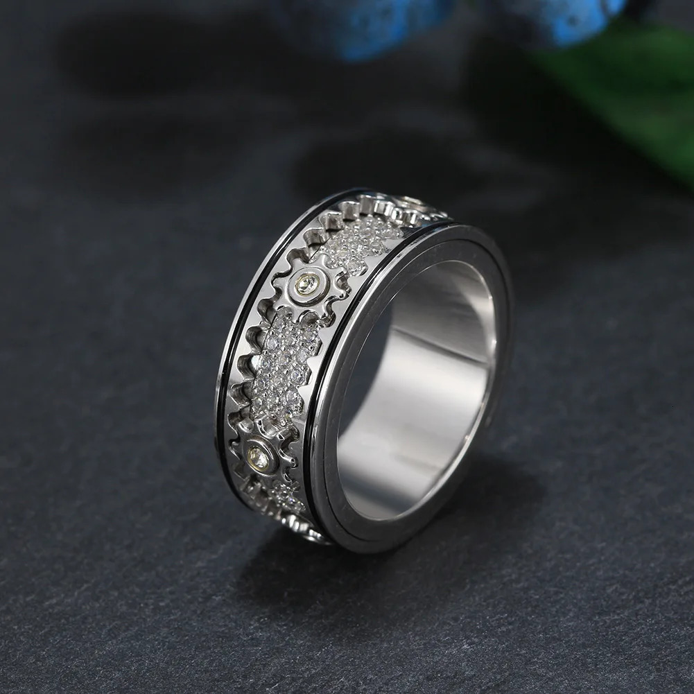 KISS MANDY Vintage 925 Sterling Silver Cubic Zirconia Finger Rings Hip Hop Punk Men Women Dainty Rhodium Ring Jewelry NMR14 250227