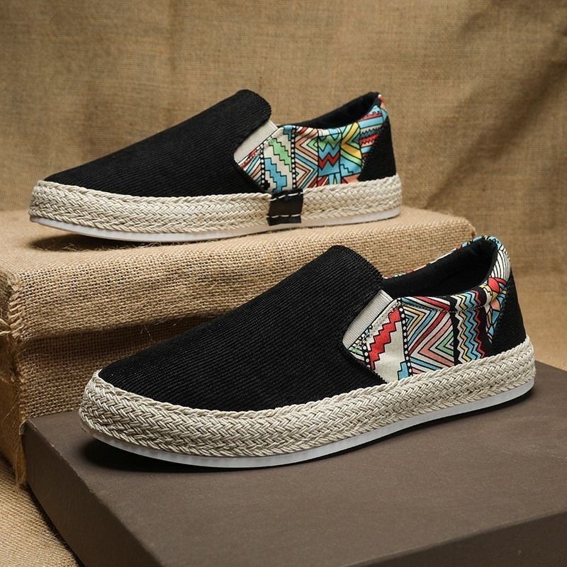 Wholesale Free Delivery 2025 Designer Summer New Breathable Canvas Popular Woven Men s Multi functional Single Foot Lazy Shoes Fashionable Flat Casual