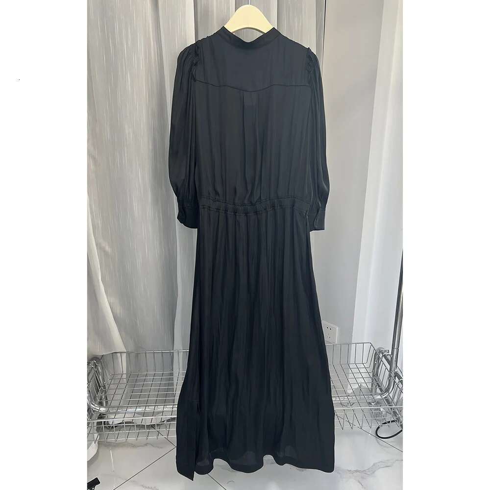 Qi Solid Graphic Print Women O-Neck Long Sleeve Tie Waist Button Lady Midi Skirt Casual Classic Dress Femme 2023