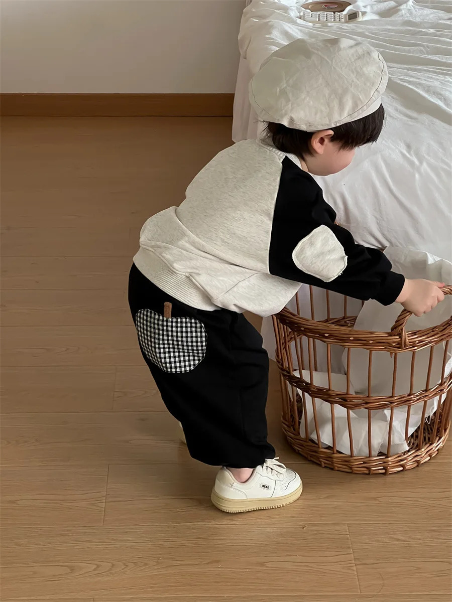 Spring Baby Long Sleeve Clothes Set Boys Cartoon Print Sweatshirt Loose Pants 2pcs Suit Infant Casual Sports Outfits 250304