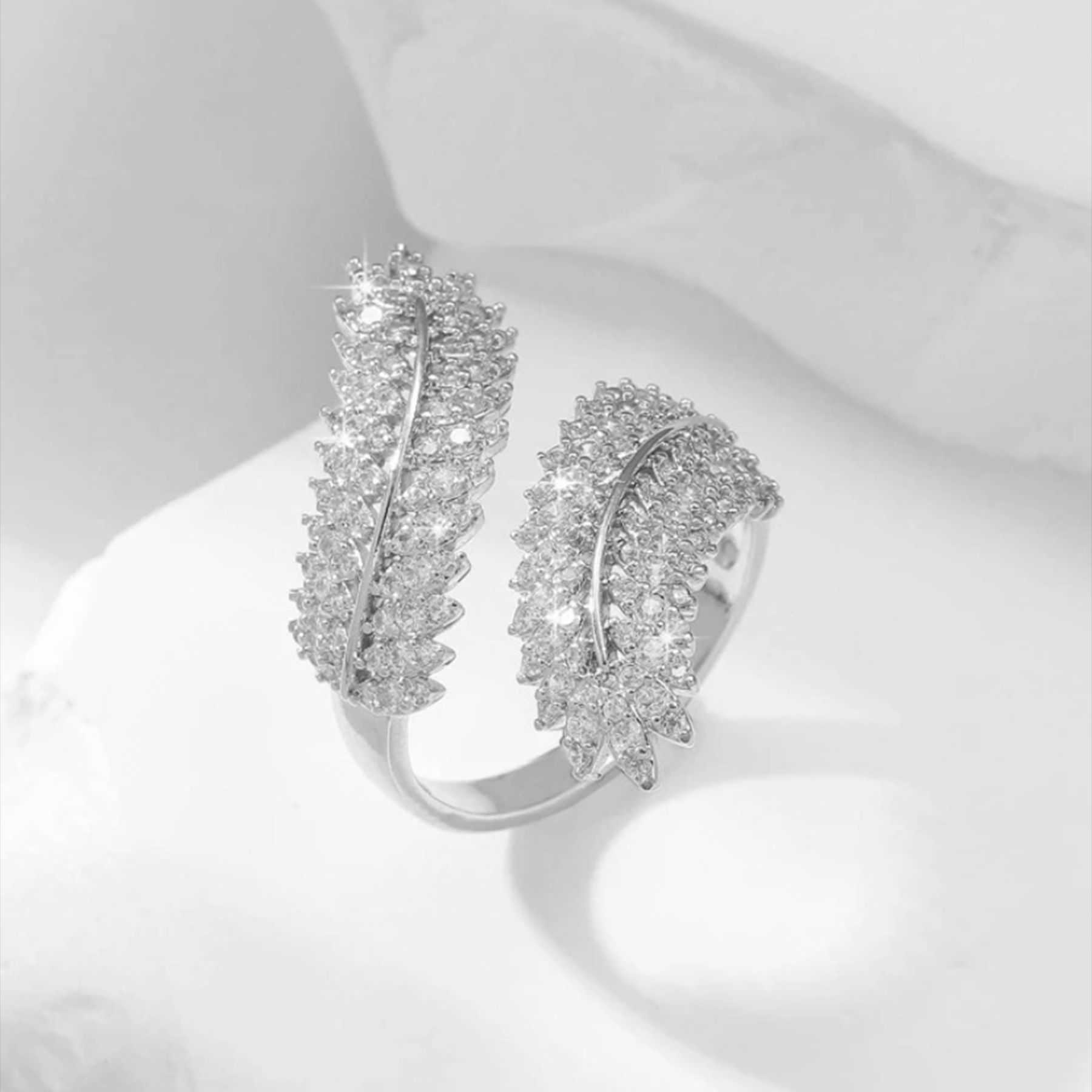 Couple Rings Copper inlaid zircon open ring olive branch leaf wheat ear full of diamonds mens and womens personalized high-end ring H25303