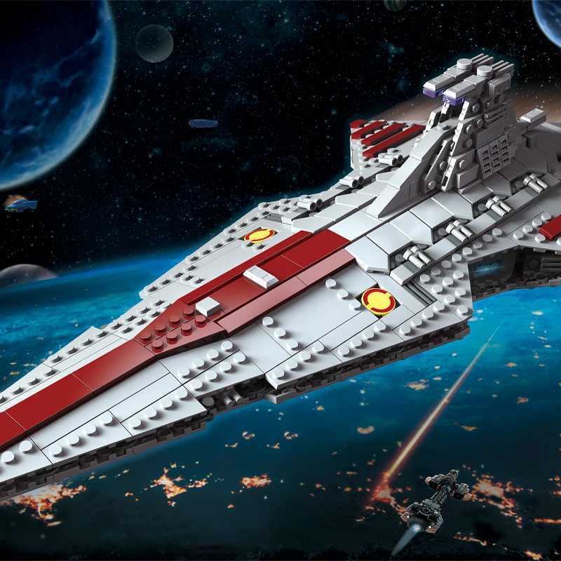 960PCS Space Battleship Building Blocks Spaceship Defense Ship MOC Model Bricks Kits Desktop Decoration Kids Toys Birthday GiftsT250304
