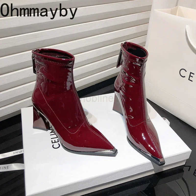 Designer Vintage Wen Pointed Toe Ankle Boots Fion High H Short Booties Autumn Winter Wens Shoes Z250304
