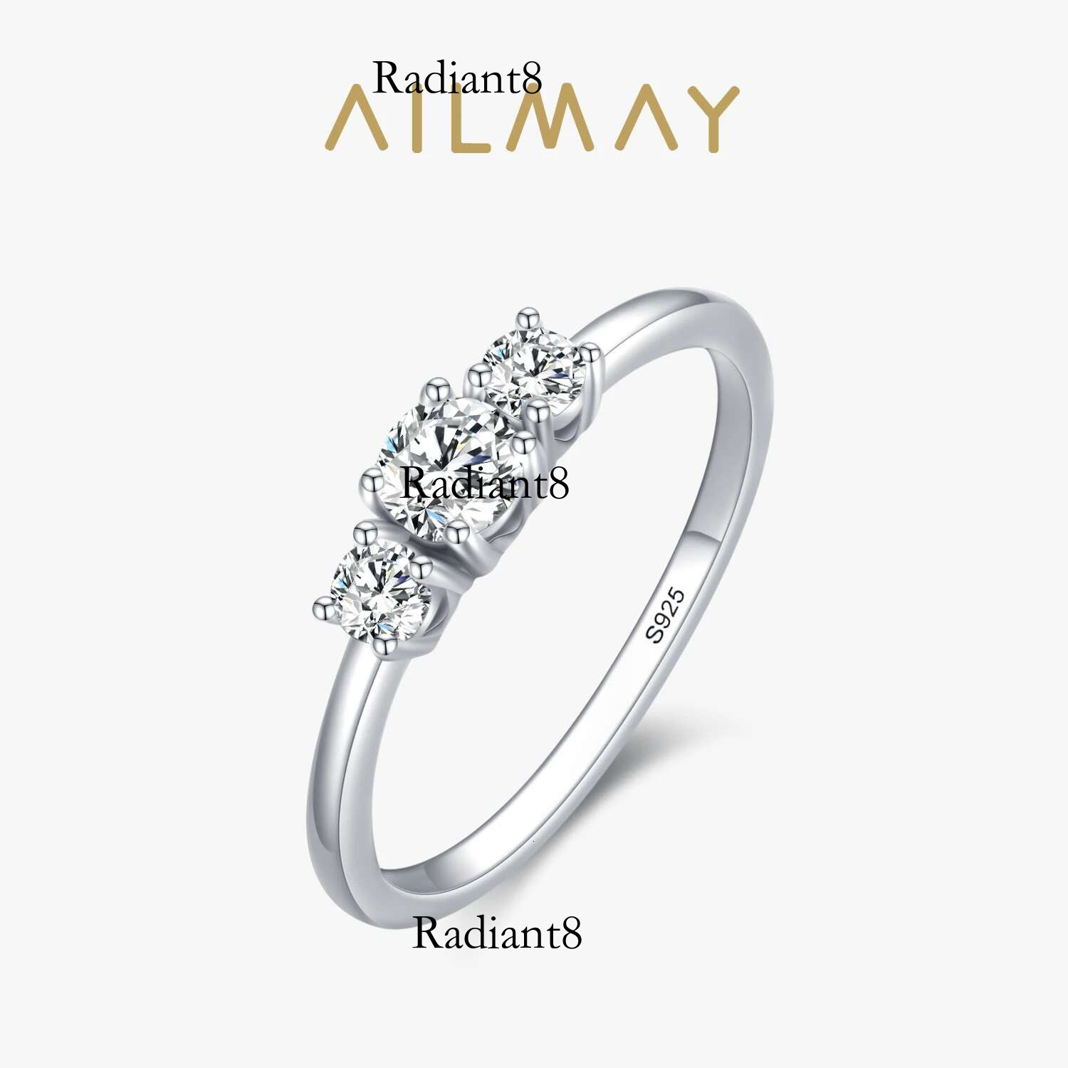 Ailmay Real Sterg Sier Sparkg AAAAA Zircon Stackable Rings For Women Classic Romantic Wedding Statement Jewelry