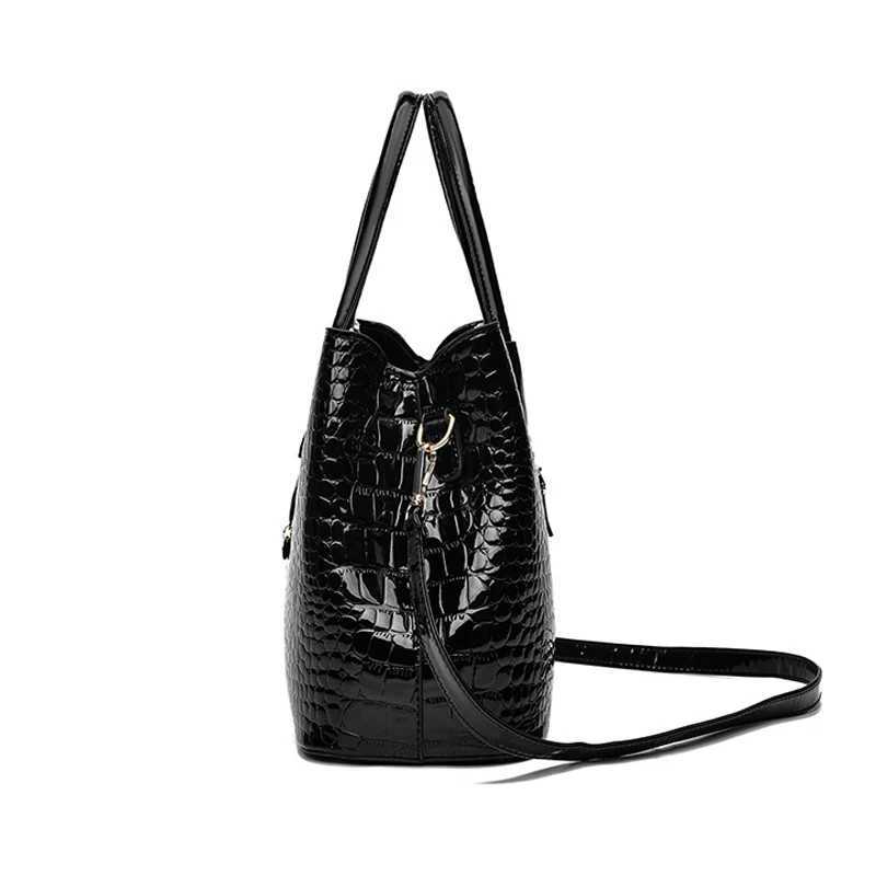 New bright leather handbag stone womens bag large capacity single shoulder crossbody bag Europe and the United States casual wo Z250303
