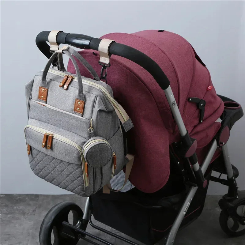 Mummy Backpack With Foldable Crib Soft Mattress Multifunctional Mommy Bags Baby Bottle Insulation Storage Bags Diaper Organizer 250304