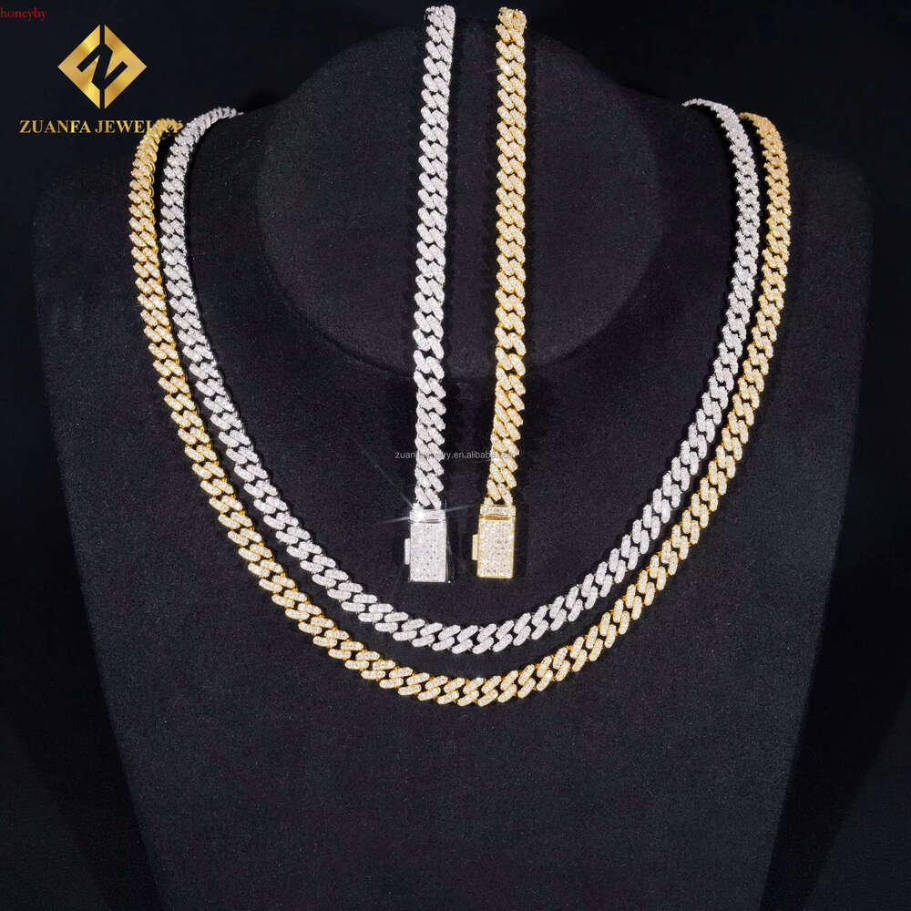 Ready to Ship 6mm Width One Row Iced Out Jewelry GRA Certificates Pass Dia Tester Moissanite Cuban k Chain Bracelet Set