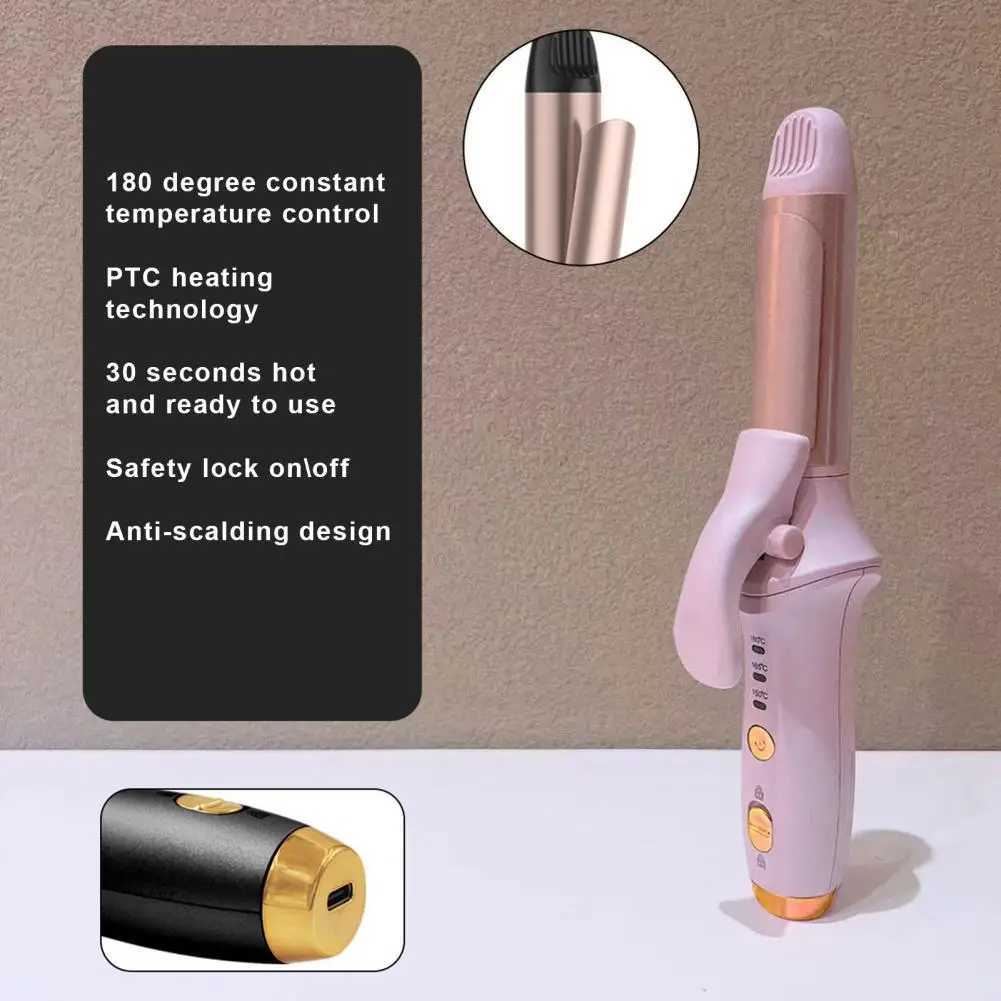Curling Irons Hair Curling Iron Portable Cordless Hair Styling Tool Rechargeable Curling Iron Straightener with Adjustable for Women z250304
