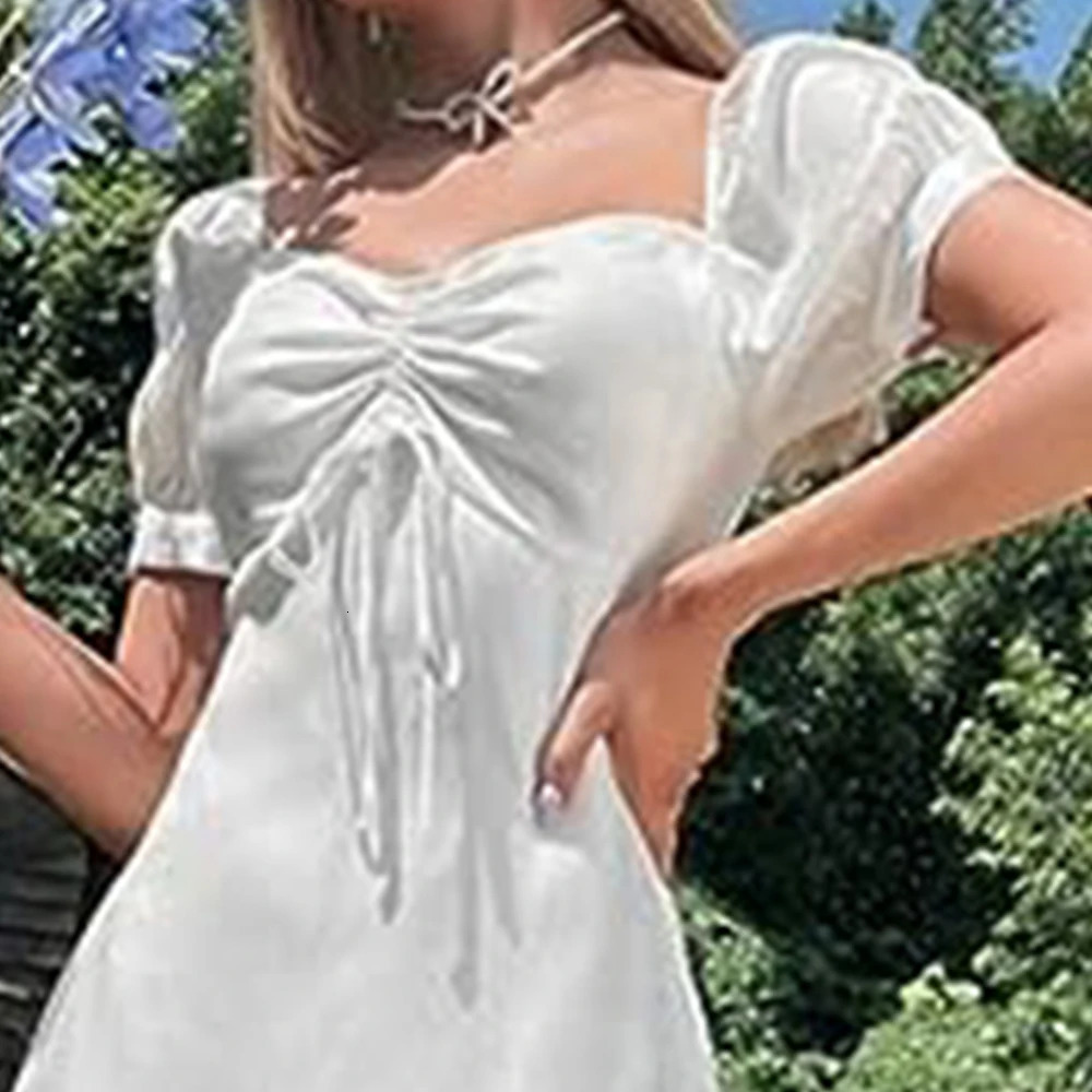 Big promotion Y2K Harajuku mini dress sweetheart necklace ruffled lace front organza summer 250227Z