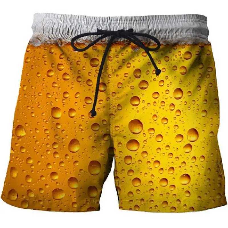 Beer Graphic Shorts Pants Casual Men 3D Printed Beach Shorts Summer Surf Swim Trunks Hawaii Vacation Swimsuit Ice ShortsT250304