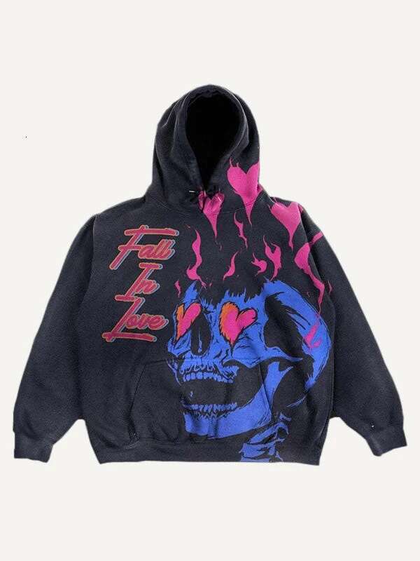 2025 New Skeleton Printed Pocket 3D Pullover Loose Coat Hoodie