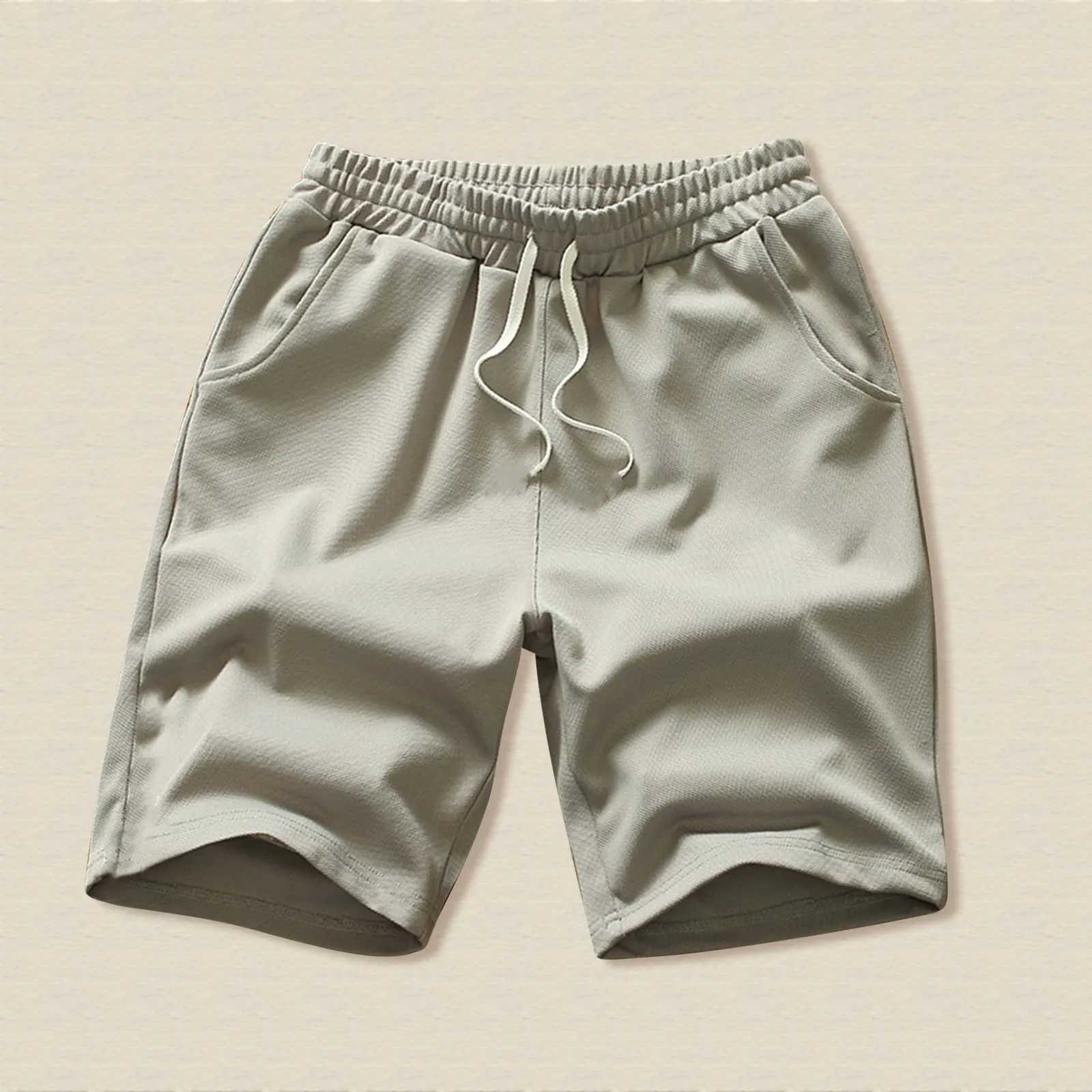 Summer Street Style Leisure Shorts Pocket Sports Drawstring MenS Shorts For Gym Stretch Waist Solid Color Cargo Casual ShortsT250304