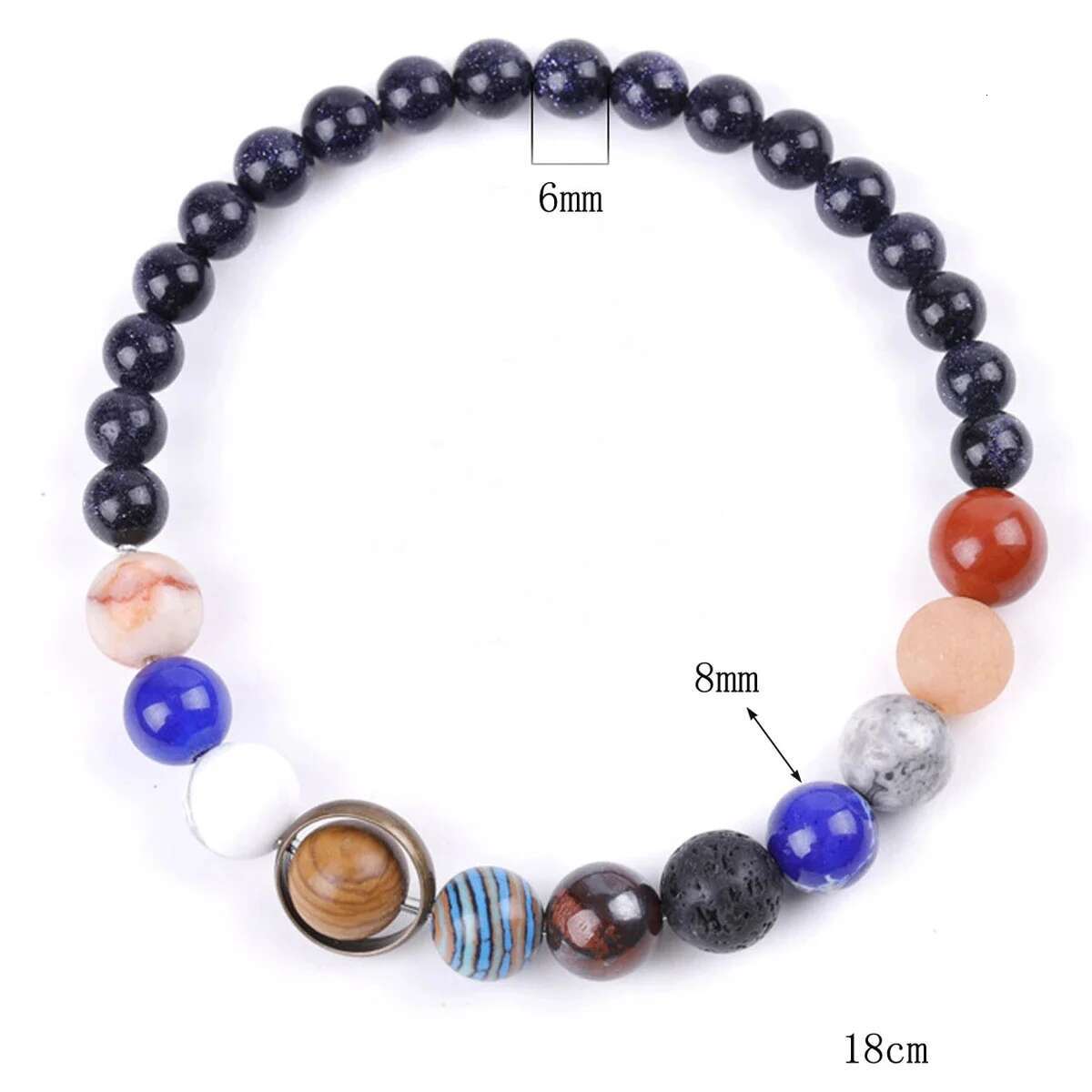 Cosmic Solar System Eight Planets Handmade Beaded Stretch Bracelet Couple Friend Sky Trendy Jewelry Gift