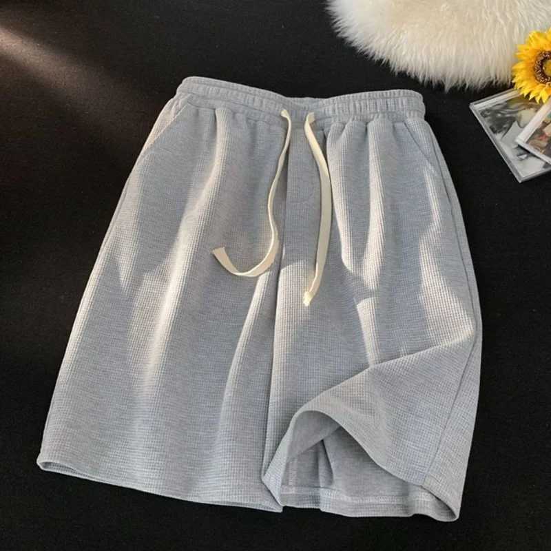 Simplicity Solid Color Loose Motion Pocket Mens Shorts High Quality Waist Drawstring Street Casual All-match Male ShortT250304