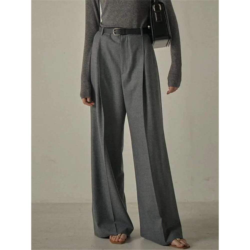 Women Fashion Suit All-Match Wide Leg Long Pants Casual Straight Trousers For Ladies