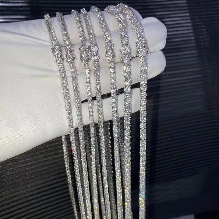 Hip Hop Jewelry Sterg Sier 2mm 3mm 4mm 5mm 6.5mm VVS Tennis Chain Moissanite Dia Necklace