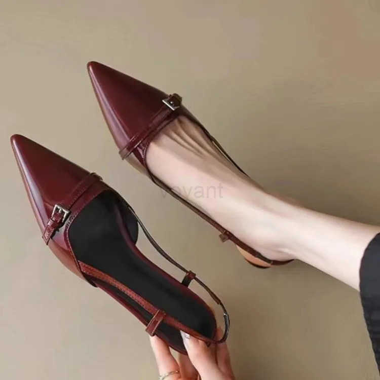 2024 Pointed Toe Sexy Mid H Par Shoes Wen Sandals Designer Summer Brand Pumps Slingback Casual Shoes Dress Slippers Z250326