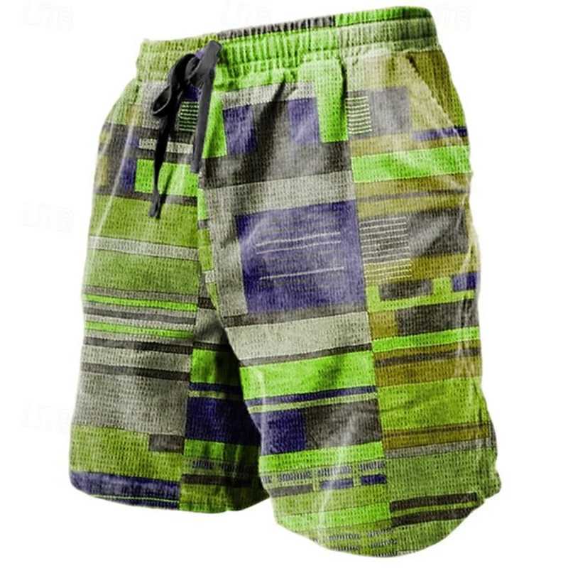 Vintage Patchwork Pattern Beach Short For Men Fashion Casual Summer 3D Fake Cloth Printed Short Pants Loose Street Swim TrunksT250304