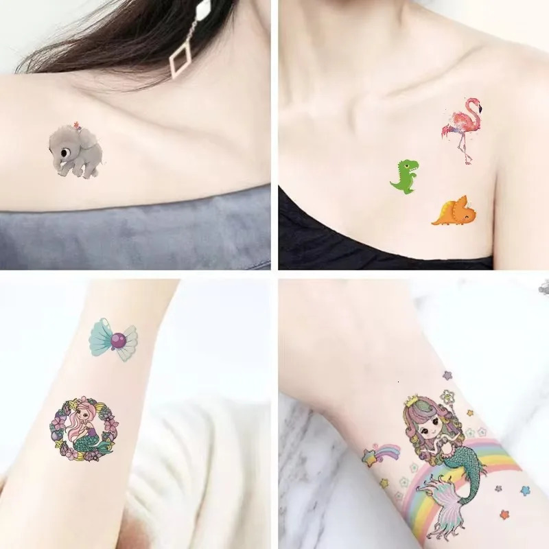 10PCS Tattoos for Children Transfer Kids Mini Waterproof Festival Glitters Face Unicorn Animals Stickers 250219
