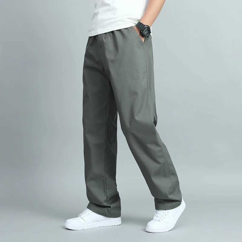 Big Size Mens Casual Cotton Trousers Loose Fit Straight Pants Multi Pocket Big Man Long Pants Mens Jogger Pants Summer AutumnXJ250303