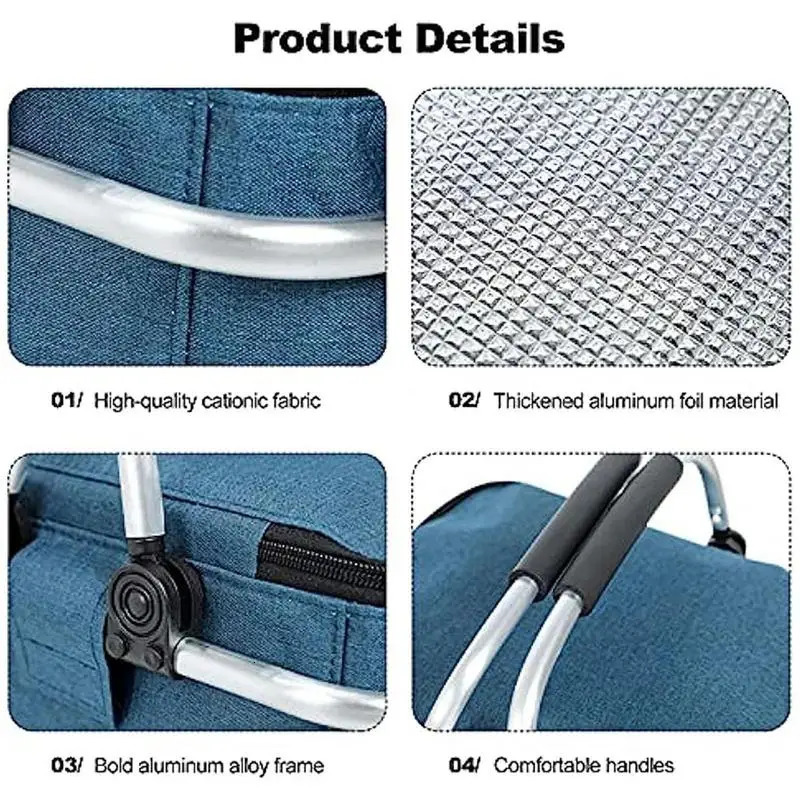 Ship from US Insulated Picnic Basket Portable CollapsibleS Grocery Bags Leakproof Cooler Bag With Handle Large Capacity Lunch Box 250304FBB