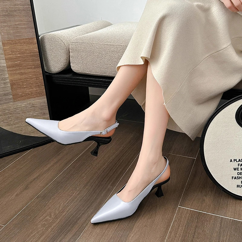 Pumps Sexy High Heels Summer Trend Womens Shoe Kitten Heels Pointed Toe Sandals Fashion Back Buckle Ladies Stilettos Party 250228