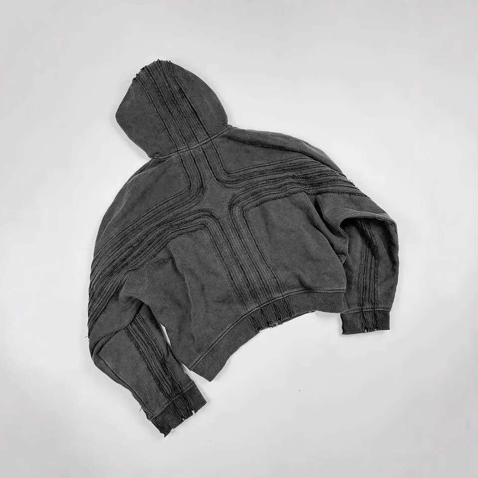 Street loose 3D printed cross design hoodie, autumn and winter trendy zipper couple heavy-duty hoodie