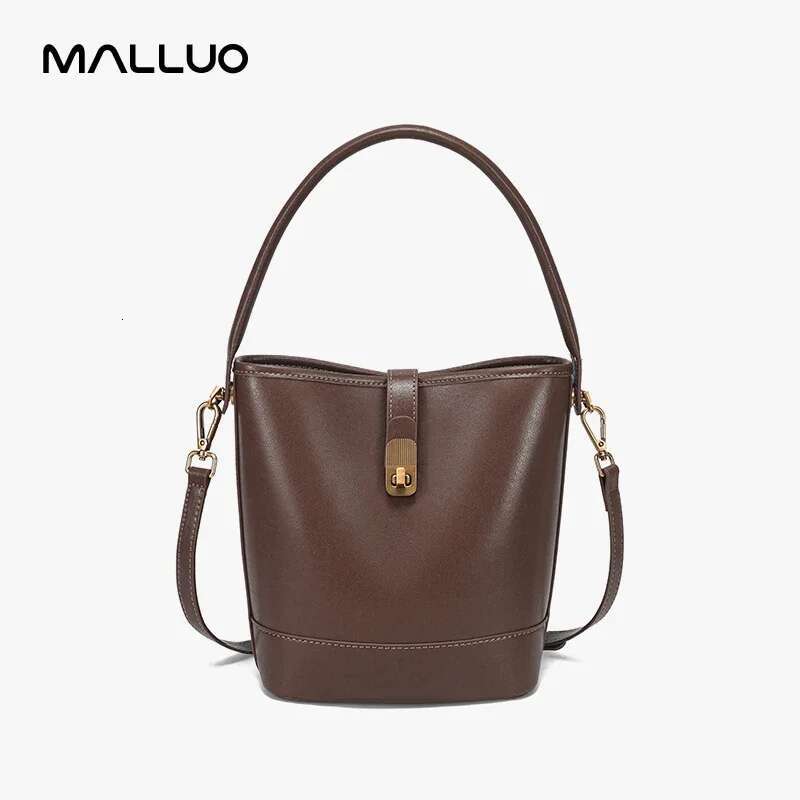 Women's Genuine Cow Leather Shoulder Bags Female Fashion Versatile Designer Crossbody Bag Ladies Bucket Handbags For Lady