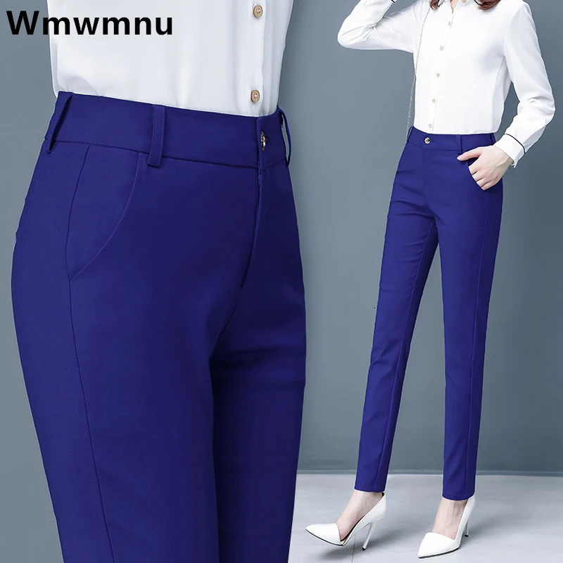 Slim Skinny High Waist Elastic Pencil Pants Overiszed 75kg Women Ankle-length Trousers Casual Spring Office Formal Pantalon 250303