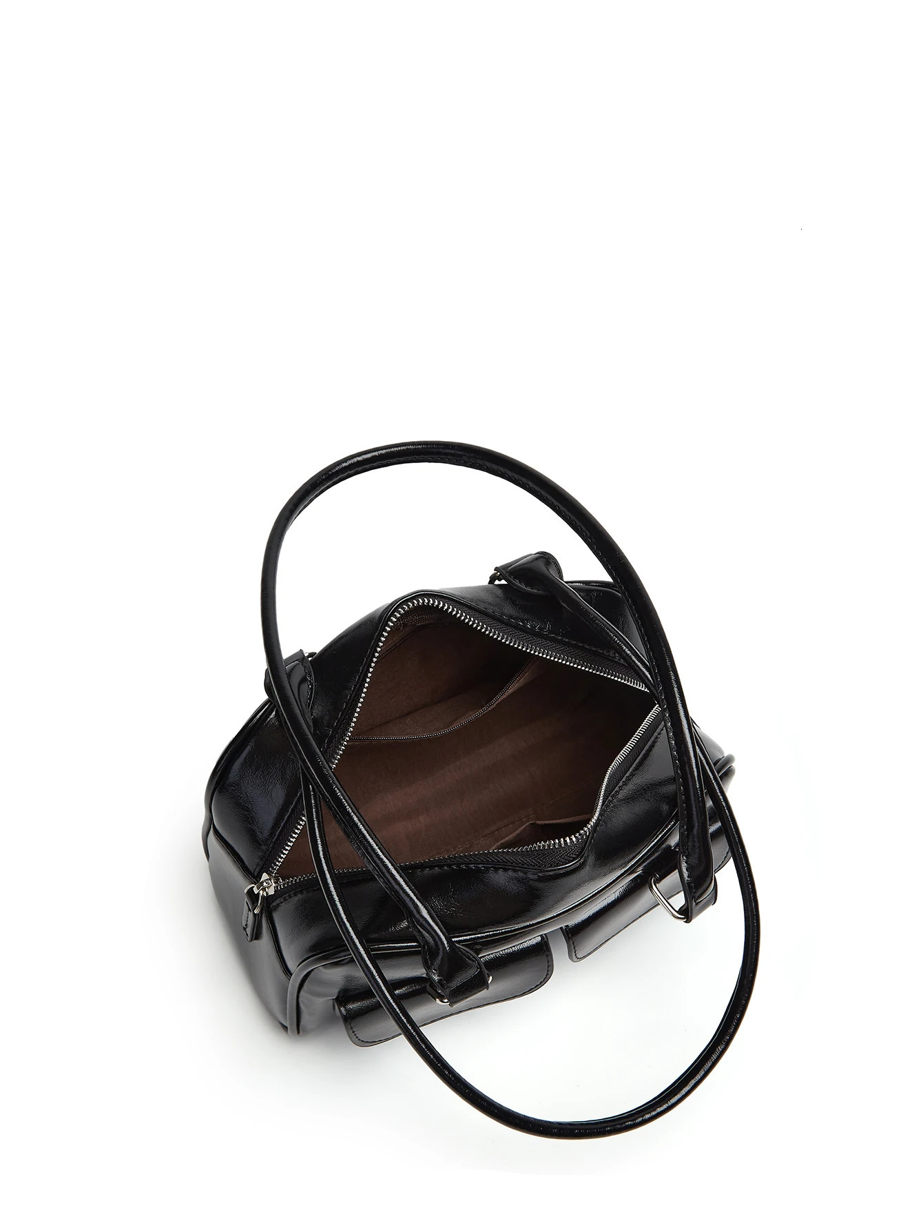 Lux Trendy Street Standoil Korea ner Bowling Box Handbag for Women Boston Tote Bag Pu Leather Female Accessory 250303