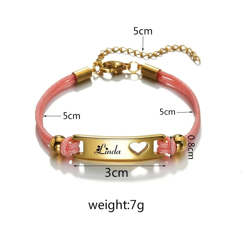 Lateefah Color Rope Childrens Curved Card Engraved Bracelet DIY Personalized Bracelet 250304