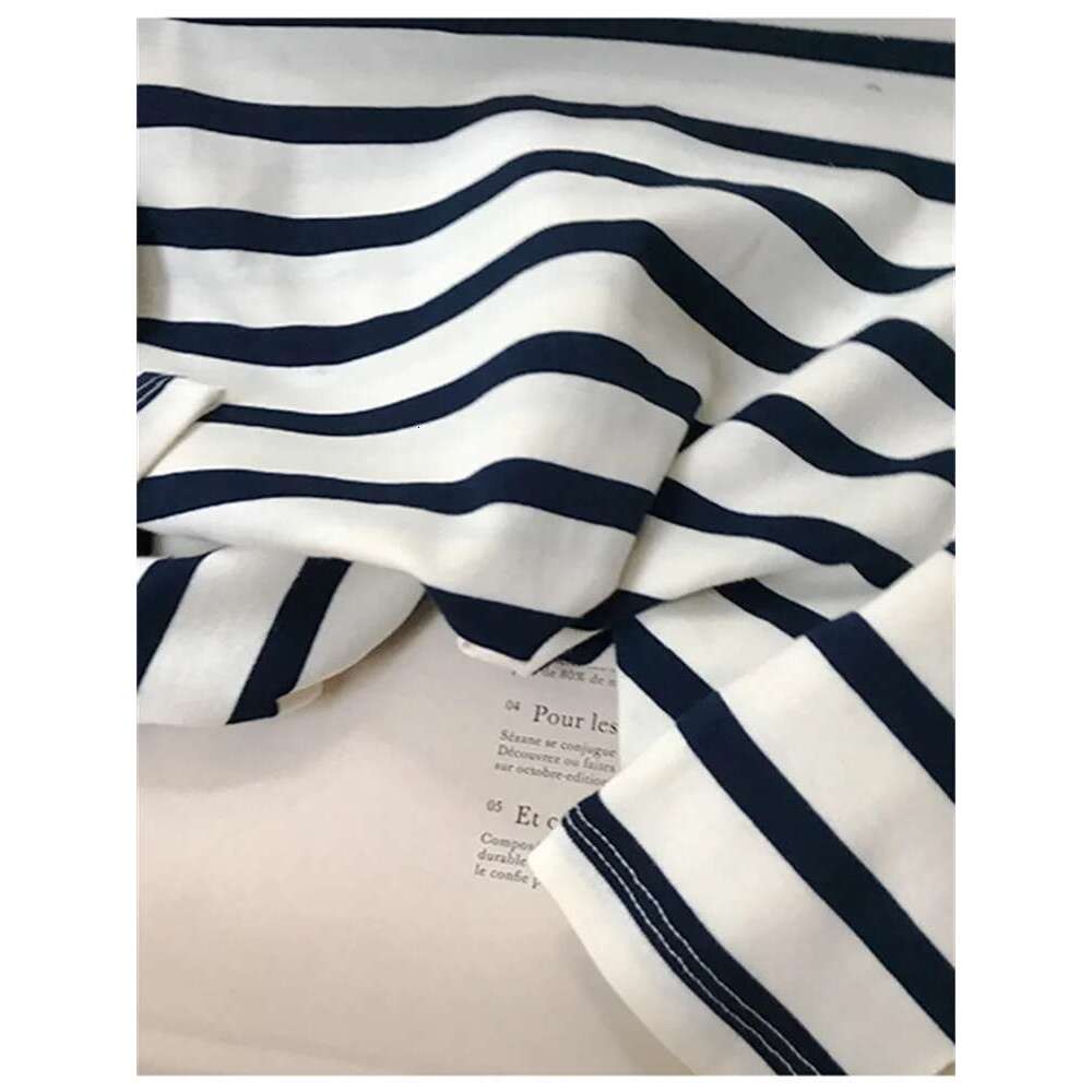 Women T-Shirts Side Buttons Slit Classic Stripes O-Neck Long Sleeve 2025 Early Spring Ladies Casual Tshirt