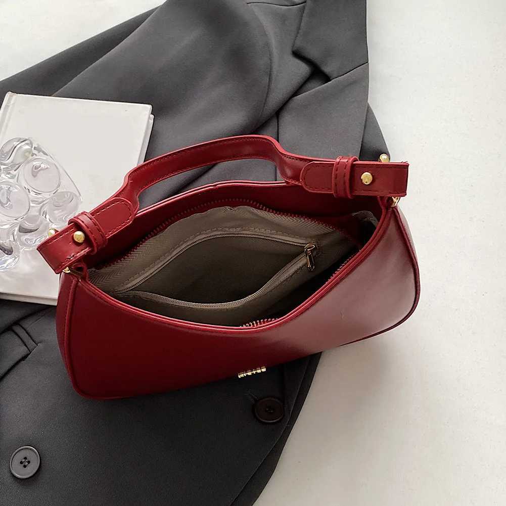 PU Leather Womens Shoulder Bag Wine Red Vintage Crossbody Bag Large Capacity Ladies Armpit Purses High Quality Designer Handbag Z250303